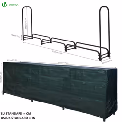 VOUNOT Firewood Log Rack with Cover, Metal Log Store Outdoor, 300 x 36 x 116 cm - Additional view 6