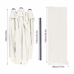 VOUNOT Double Garden Parasol with Hand Crank with Cover, 4.6m Beige - Additional view 3