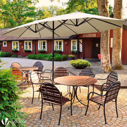 VOUNOT Double Garden Parasol with Hand Crank with Cover, 4.6m Beige - Additional view 5