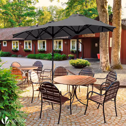 VOUNOT 3m Double Garden Parasol Table Umbrella, with Crank Handle Cover Grey - Additional view 5