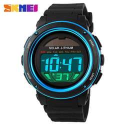 NEW SKMEI Brand Men Watch Outdoor Solar energy Military Sports Watches Digital Electronic Wristwatch - Blue
