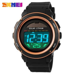 NEW SKMEI Brand Men Watch Outdoor Solar energy Military Sports Watches Digital Electronic Wristwatch - Gold