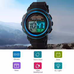 NEW SKMEI Brand Men Watch Outdoor Solar energy Military Sports Watches Digital Electronic Wristwatch - Gold