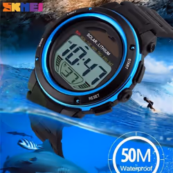 NEW SKMEI Brand Men Watch Outdoor Solar energy Military Sports Watches Digital Electronic Wristwatch - Gold