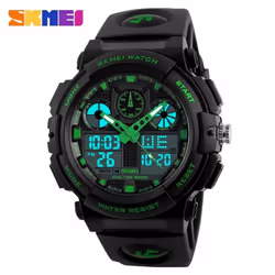 SKMEI Luxury Men Sports LED Digital Watch Military Wristwatch Waterproof Calendar Clock Stopwatch - Green