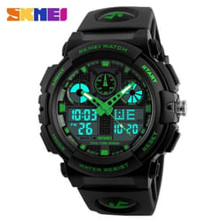 SKMEI Luxury Men Sports LED Digital Watch Military Wristwatch Waterproof Calendar Clock Stopwatch - Green