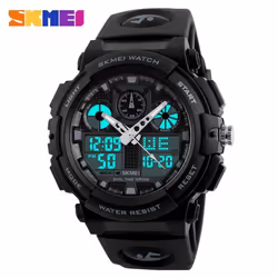 SKMEI Luxury Men Sports LED Digital Watch Military Wristwatch Waterproof Calendar Clock Stopwatch - Gray