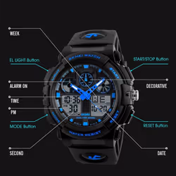 SKMEI Luxury Men Sports LED Digital Watch Military Wristwatch Waterproof Calendar Clock Stopwatch - Gray