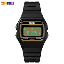 SKMEI Couple Watch Fashion Dial Sport Waterproof LED Display Date Week Digital Casual Wristwatches - Black