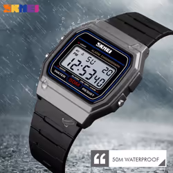 SKMEI Couple Watch Fashion Dial Sport Waterproof LED Display Date Week Digital Casual Wristwatches - Black
