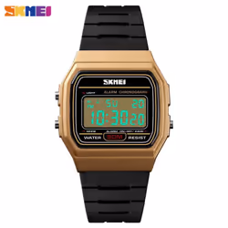 SKMEI Couple Watch Fashion Dial Sport Waterproof LED Display Date Week Digital Casual Wristwatches - Gold