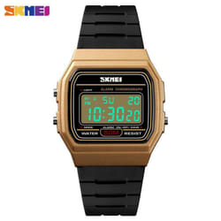 SKMEI Couple Watch Fashion Dial Sport Waterproof LED Display Date Week Digital Casual Wristwatches - Gold