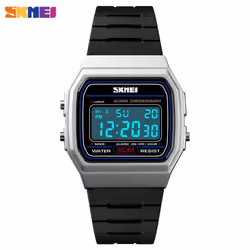 SKMEI Couple Watch Fashion Dial Sport Waterproof LED Display Date Week Digital Casual Wristwatches - Silver