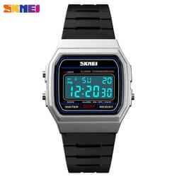SKMEI Couple Watch Fashion Dial Sport Waterproof LED Display Date Week Digital Casual Wristwatches - Silver