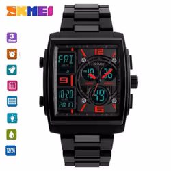 Skmei Sport Men Dual Display Digital Quartz Multifunction Countdown Watch 50M Waterproof  Wristwatch 1274 - Red