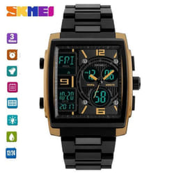 Skmei Sport Men Dual Display Digital Quartz Multifunction Countdown Watch 50M Waterproof  Wristwatch 1274 - Gold