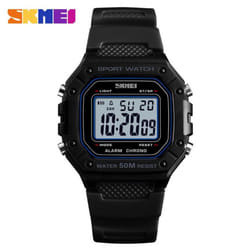 SKMEI Fashion Mil itary Men Digital Watch  Outdoor Sport Watch 5Bar Waterproof Alarm Clock - Black White