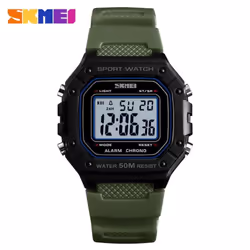 SKMEI Fashion Mil itary Men Digital Watch Outdoor Sport Watch 5Bar Waterproof Alarm Clock - Green