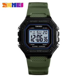 SKMEI Fashion Mil itary Men Digital Watch  Outdoor Sport Watch 5Bar Waterproof Alarm Clock - Green