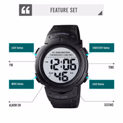 SKMEI New Sports Watches Men Outdoor Fashion Digital Watch Multifunction 100M Waterproof Wristwatches Man 1560 - Army Green