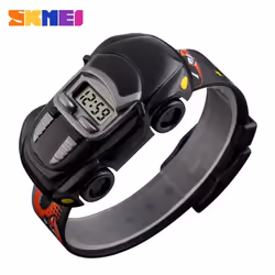 Skmei Wristwatch Digital Watch Sport Kids Casual LED Car Cartoon Electronic Children Fashion Wild 1241 - black