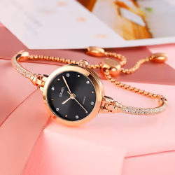 SKMEI Fashion Women Watches Japan Quartz movement Ultra Slim Bracel Female Girl Clock Ladies Wristwatches - Black