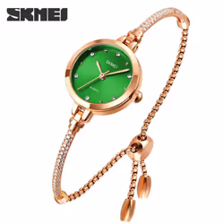 SKMEI Fashion Women Watches Japan Quartz movement Ultra Slim Bracel Female Girl Clock Ladies Wristwatches - Green