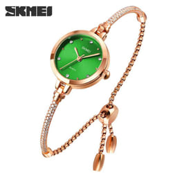 SKMEI Fashion Women Watches Japan Quartz movement Ultra Slim Bracel Female Girl Clock Ladies Wristwatches - Green