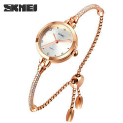SKMEI Fashion Women Watches Japan Quartz movement Ultra Slim Bracel Female Girl Clock Ladies Wristwatches - Silver