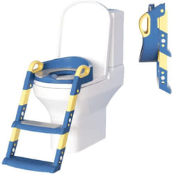 Children&apos;s Toilet Seat With Stairs Toilet Training Foldable And Portable Step Stool For Children Or U-v-o-shaped Toilets Potty Trainer Non - blue