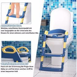 Children&apos;s Toilet Seat With Stairs Toilet Training Foldable And Portable Step Stool For Children Or U-v-o-shaped Toilets Potty Trainer Non - blue