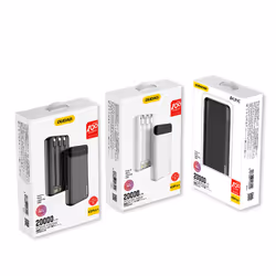 DUDAO capacious powerbank with 3 built-in cables 20000mAh USB Type C + micro USB + Lightning black ( K6Pro+) Lithium Polymer (LiPo)