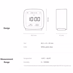 XIAOMI Qingping Bluetooth Alarm Clock Smart Control Temperature Humidity Display LCD Screen Adjustable Nightlight Work with M ...