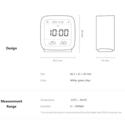 XIAOMI Qingping Bluetooth Alarm Clock Smart Control Temperature Humidity Display LCD Screen Adjustable Nightlight Work with Mijia App - blue