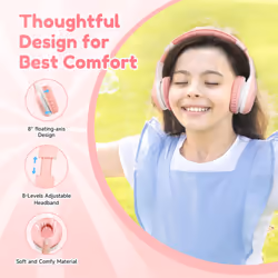 Bluetooth Kids Headphones, Foldable Headphones for Kids, Bluetooth 5.4 Headphones with Mic, Hi-Fi Stereo Sound, 40H Playtime, 85/94dB Volume Limited,