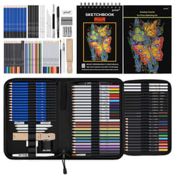 Prina 76 Pack Drawing Set Sketching Kit  Pro Art Sketch Supplies with 3-color Sketchbook  Include Tutorial  colored  graphite  charcoal  Watercolor &
