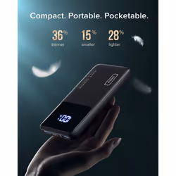 INIU Power Bank, 20W PD3.0 QC4.0 Fast Charging USB C 10500mAh LED Display Portable Charger, Slimmest Phone Battery Pack with Phone Holder & Flashlight