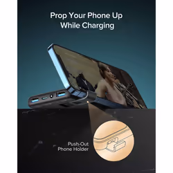 INIU Power Bank, 20W PD3.0 QC4.0 Fast Charging USB C 10500mAh LED Display Portable Charger, Slimmest Phone Battery Pack with Phone Holder & Flashlight