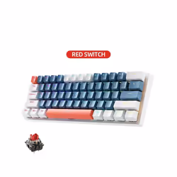 ) Machenike K500-B61 Mini Mechanical Gaming Keyboard 60% RGB Backlit 61Keys - Red Switch (Blue
