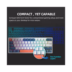 ) Machenike K500-B61 Mini Mechanical Gaming Keyboard 60% RGB Backlit 61Keys - Red Switch (Blue