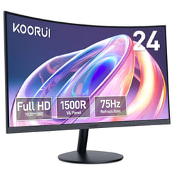 24-Inch Curved Computer Monitor- Full HD 1080P 75Hz Gaming Monitor 1500R Monitor HDMI VGA, Tilt Adjustment, Eye Care, Black