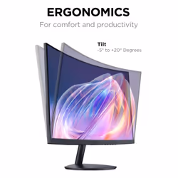 24-Inch Curved Computer Monitor- Full HD 1080P 75Hz Gaming Monitor 1500R Monitor HDMI VGA, Tilt Adjustment, Eye Care, Black