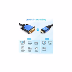 HDMI to DVI Cable 1M (High-Speed, Bi-Directional Adapter Male to Male, DVI-D 24+1, 1080p, Aluminum Shell) - Compatible with Raspberry Pi, Xbox One,