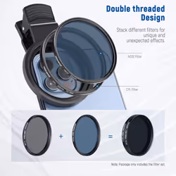 NEEWER 55MM CELLPHONE FILTER KIT (RED/ORANGE/YELLOW/BLUE/CPL/ND32/STAR LENS)
