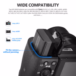 NEEWER 2-Pack NP-FW50 1100mAh Sony Replacement Battery Charger Set
