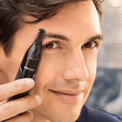 Philips Nose Hair Trimmer, Series 3000 Nose, Ear and Eyebrow Trimmer Showerproof with Protective Guard System, Battery-Operated, No pulling Guarante