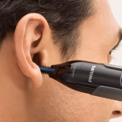 Philips Nose Hair Trimmer, Series 3000 Nose, Ear and Eyebrow Trimmer Showerproof with Protective Guard System, Battery-Operated, No pulling Guarante