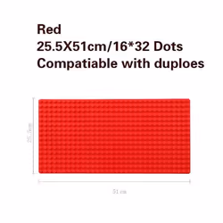 51*25.5cm Large Particle Building Blocks Baseplate Bricks Base Plate DIY Educational Toys for Children Bricks Wall - red