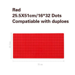 51*25.5cm Large Particle Building Blocks Baseplate Bricks Base Plate DIY Educational Toys for Children Bricks Wall - red