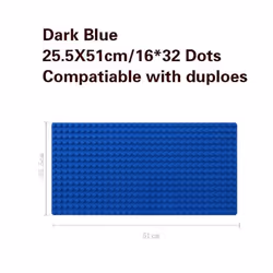 51*25.5cm Large Particle Building Blocks Baseplate Bricks Base Plate DIY Educational Toys for Children Bricks Wall - blue